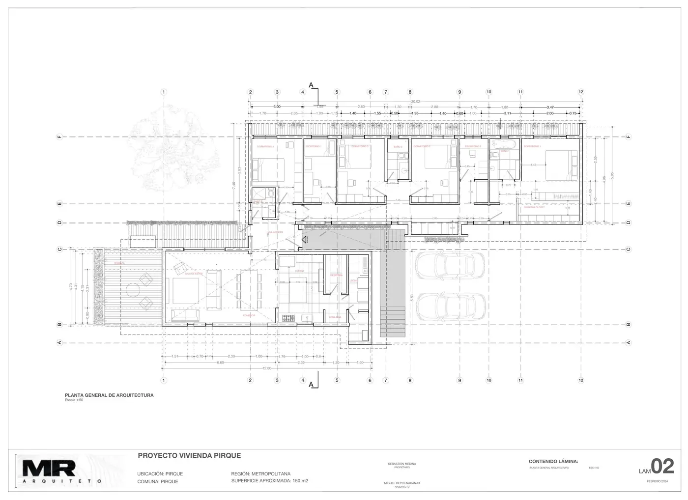 Casa Pirque — planta general de arquitectura